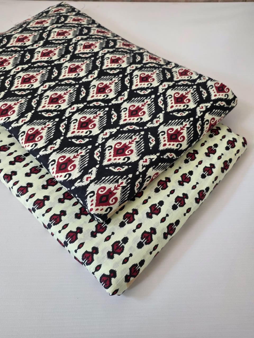 Ikat Diamond Cotton — Navy & Maroon