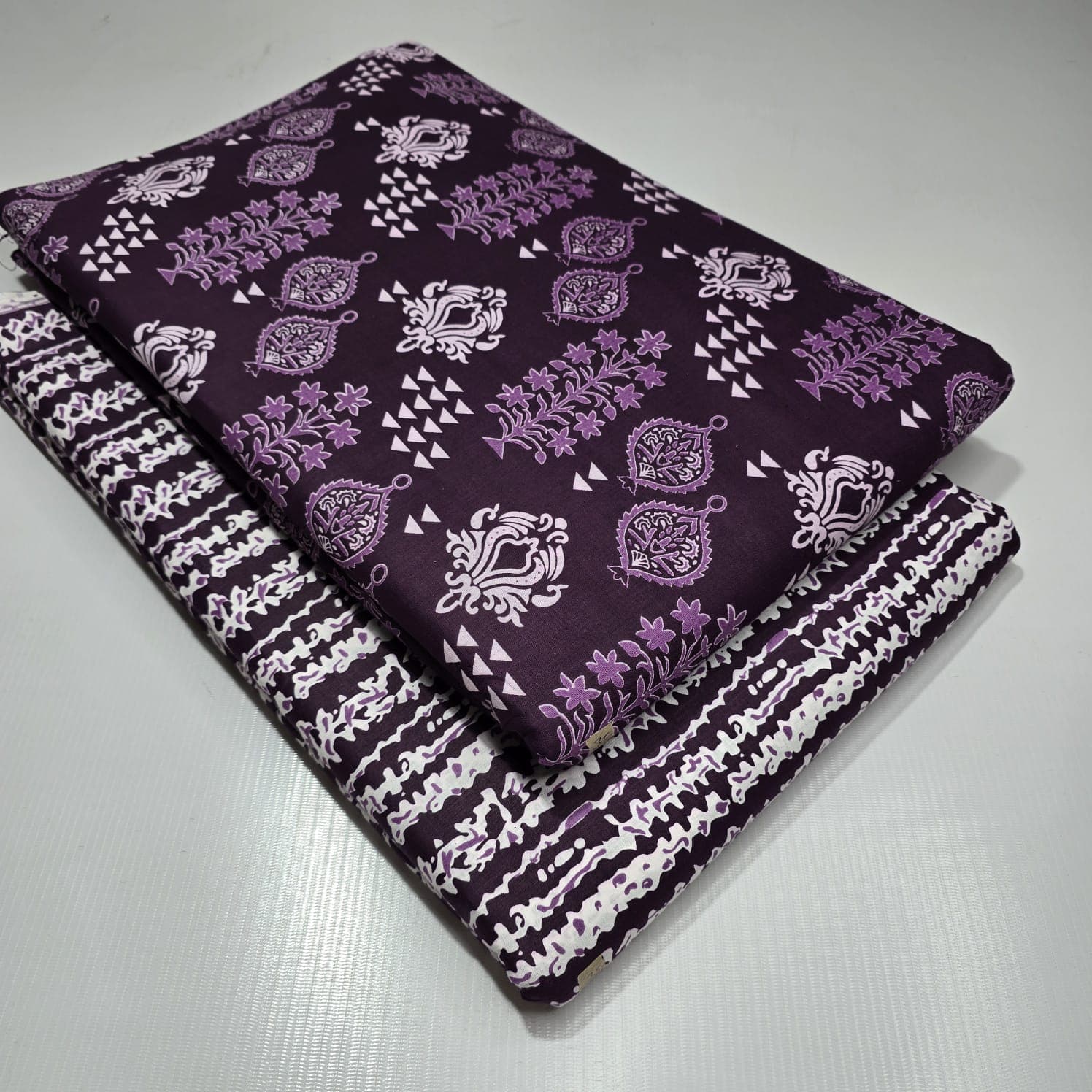 Paisley Block Print Cotton — Purple