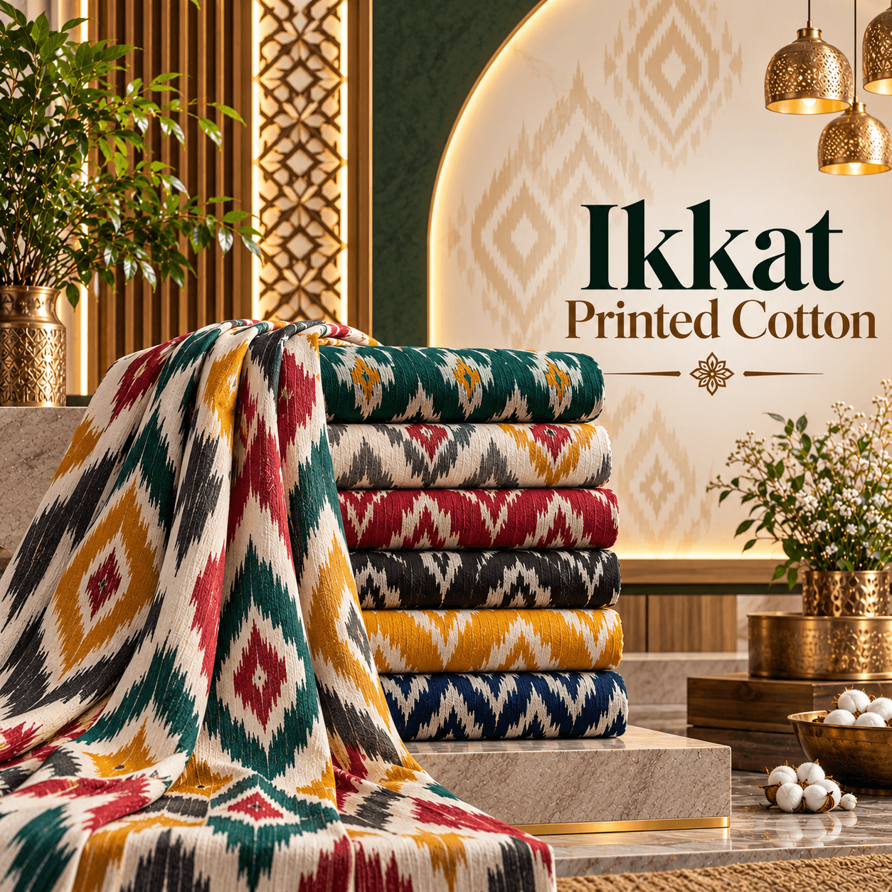 Ikkat Printed Cotton Fabric