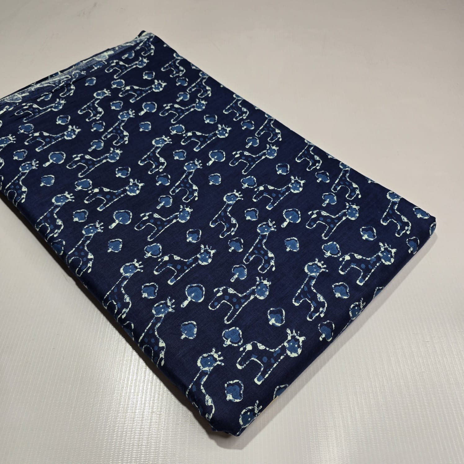 Giraffe Print Cotton — Navy