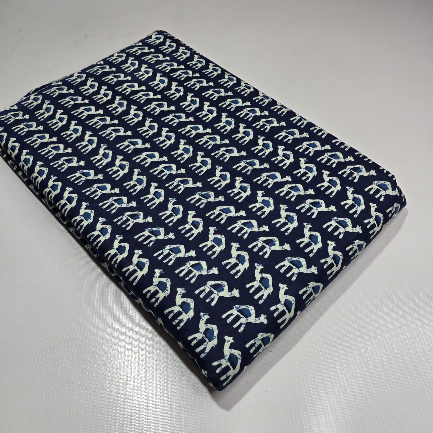 Camel Print Cotton — Navy