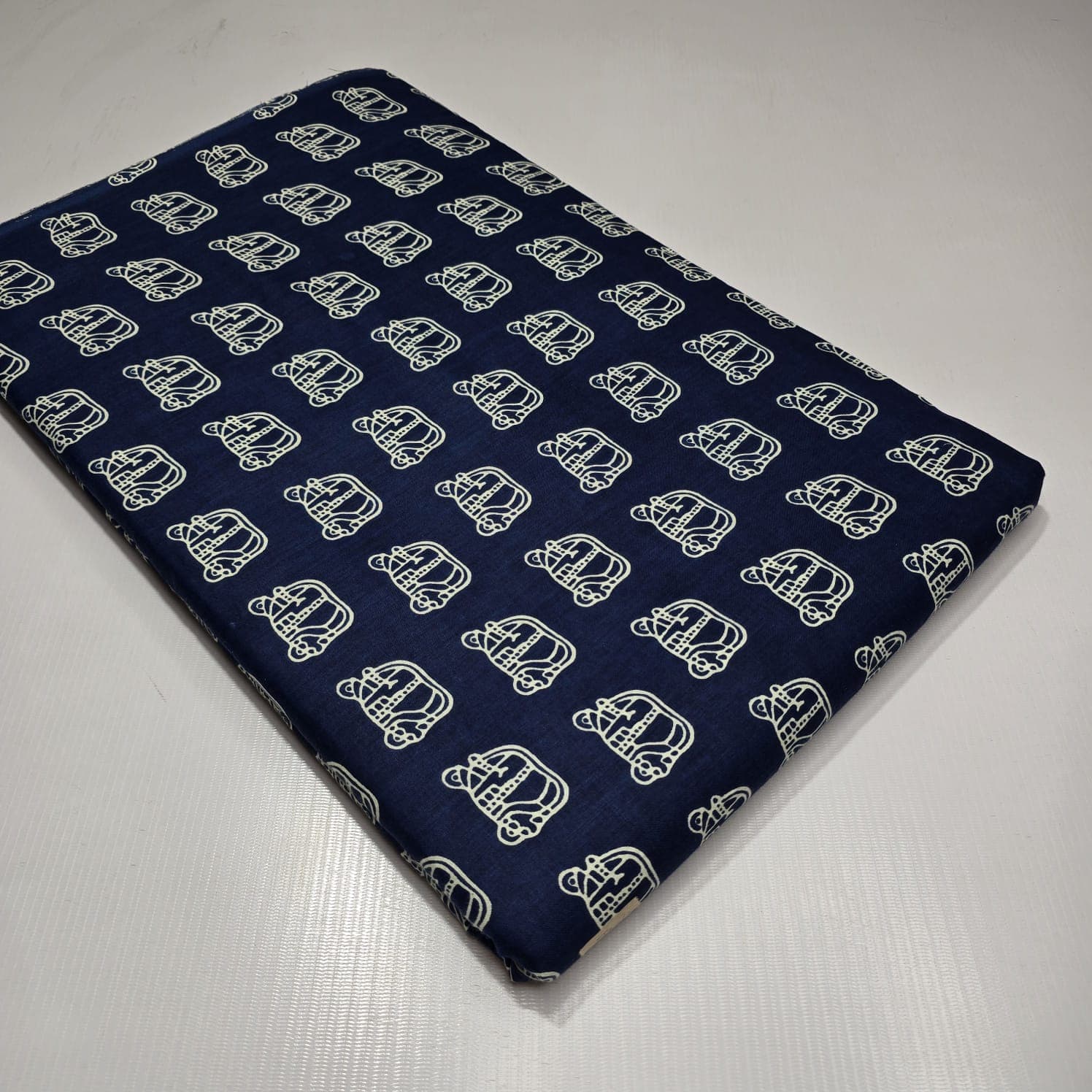 Crown Print Cotton — Navy
