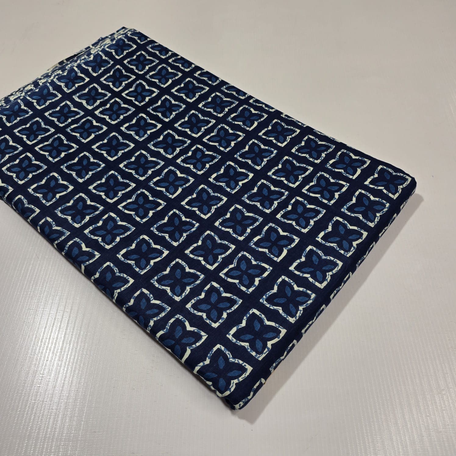 Clover Tile Cotton — Navy