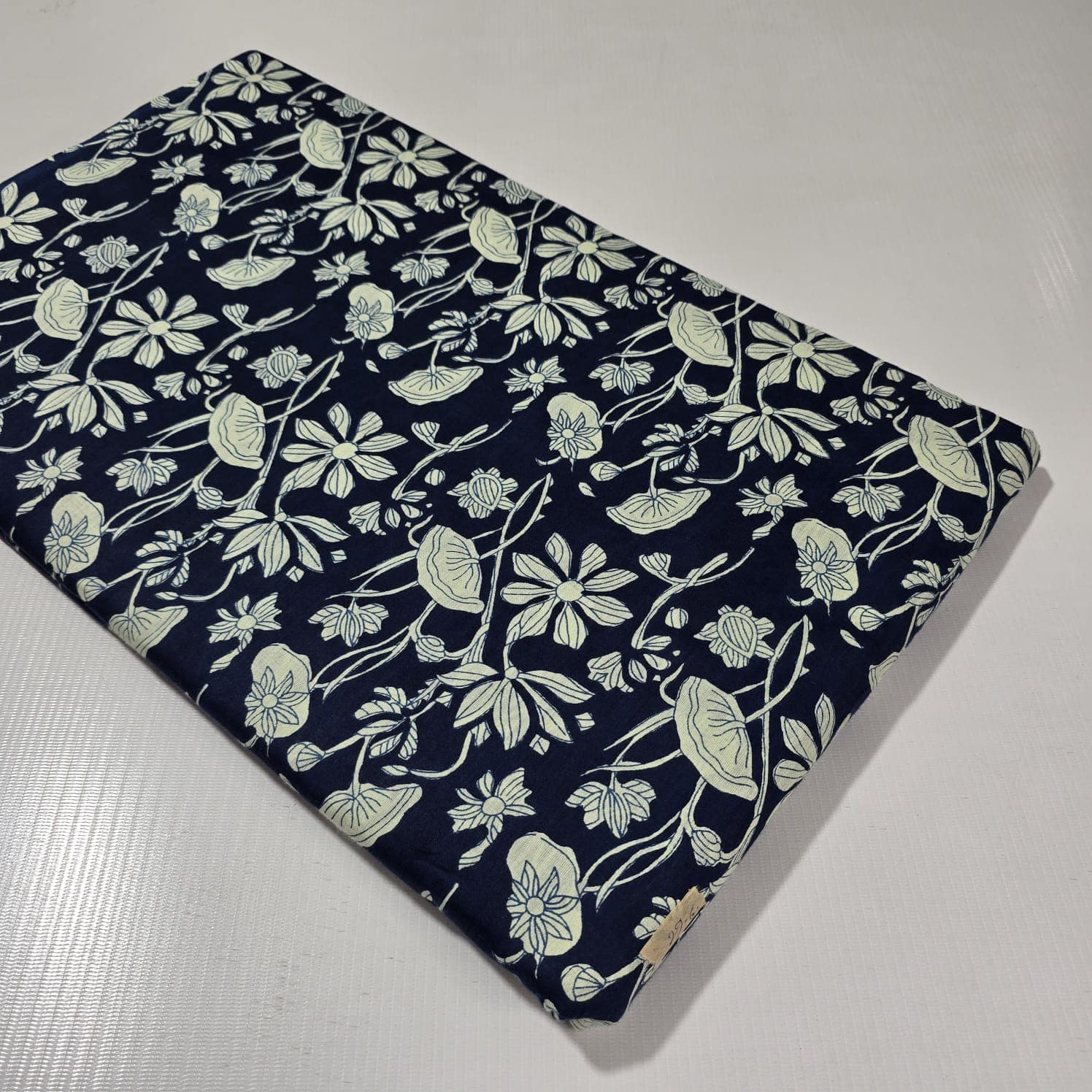 Lotus Line Art Cotton — Navy