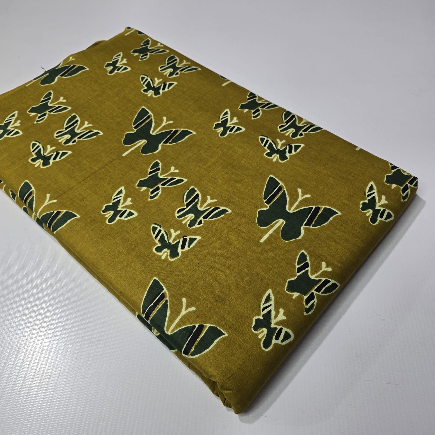Butterfly Print Cotton — Mustard