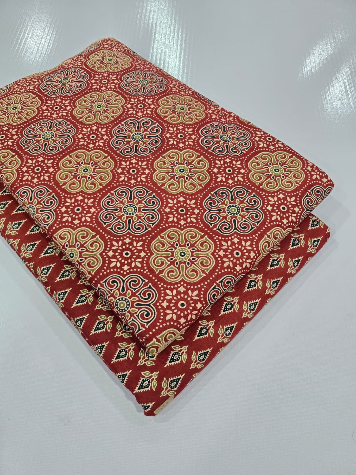 Ajrakh Medallion Cotton — Rust