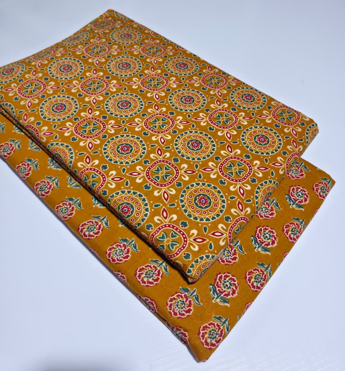 Ajrakh Circle Medallion Cotton — Ochre
