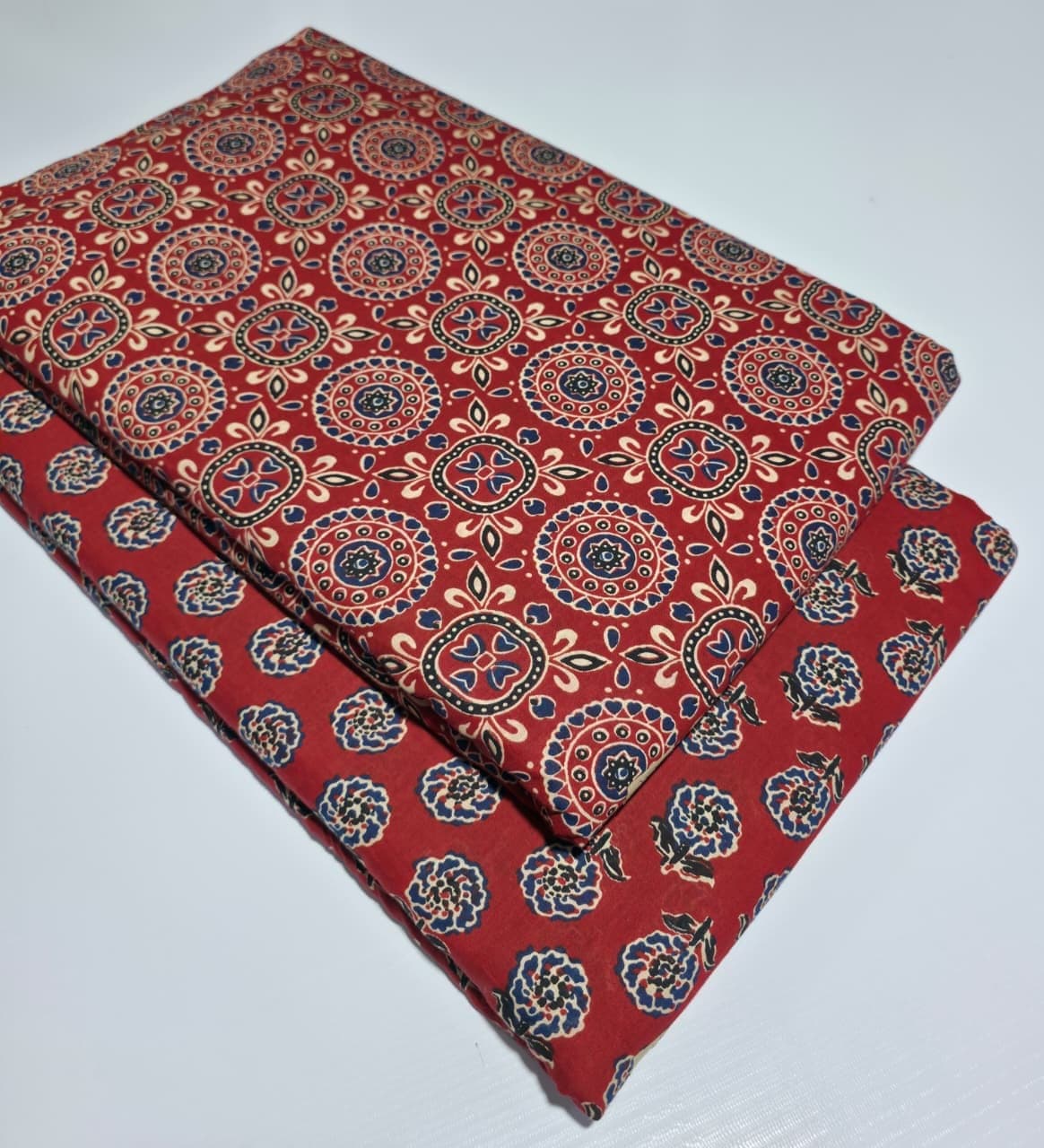 Ajrakh Circle Medallion Cotton — Red