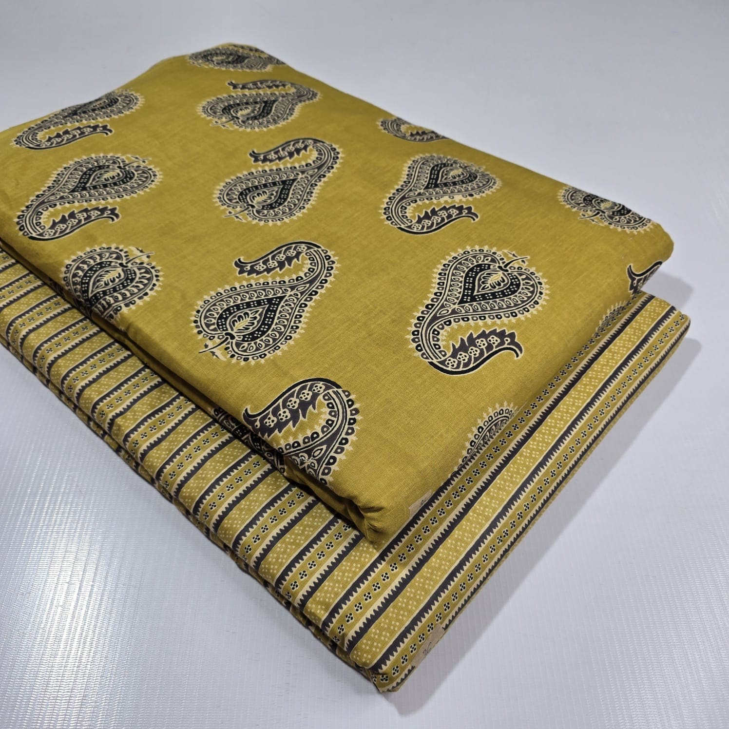 Ajrakh Classic Paisley Cotton — Olive
