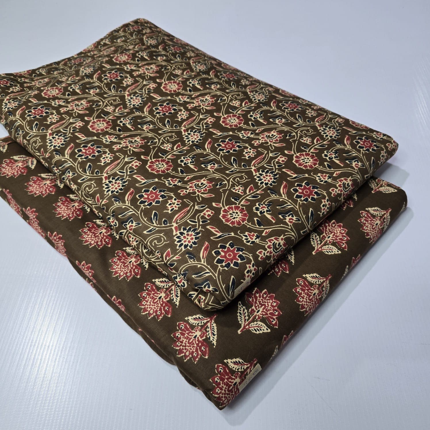 Ajrakh Floral Vine Cotton — Wine