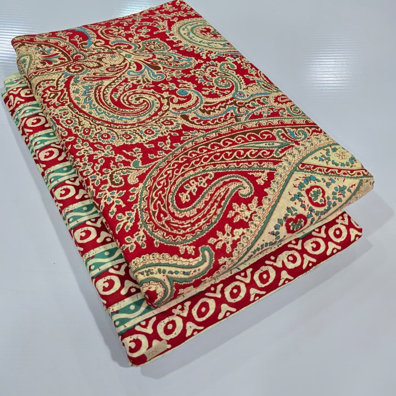 Ajrakh Grand Paisley Cotton — Crimson