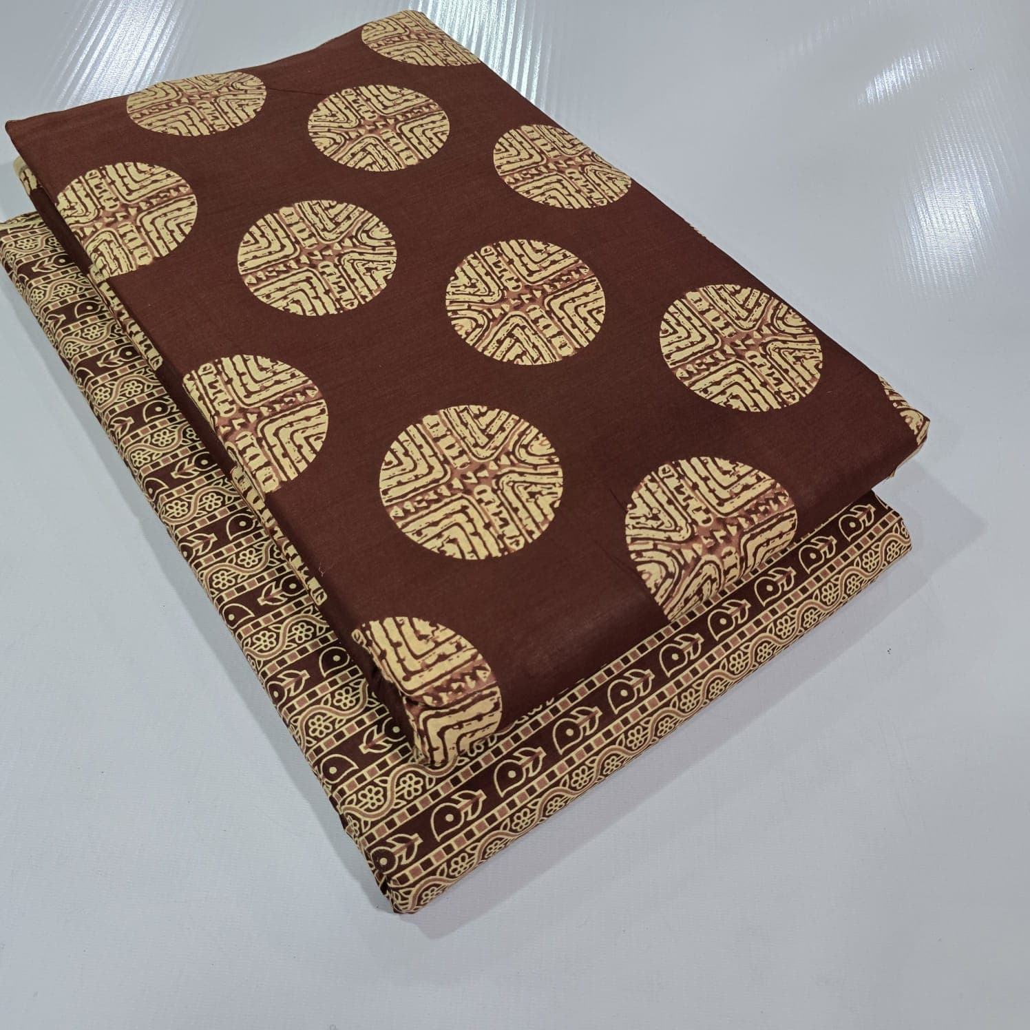 Ajrakh Aztec Medallion Cotton — Brown