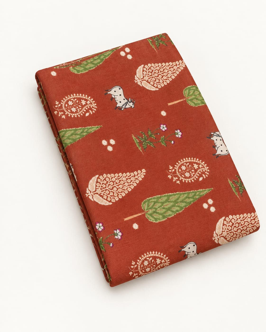 Kalamkari Motif Cotton — Rust