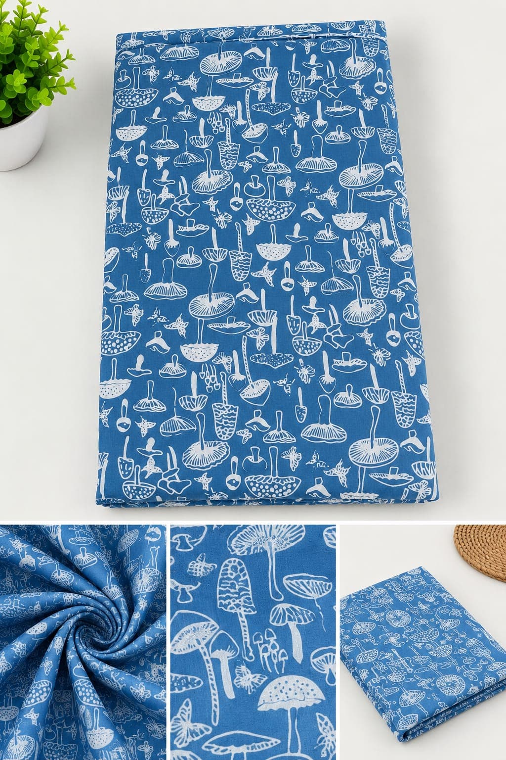 Mushroom Garden Cotton — Blue