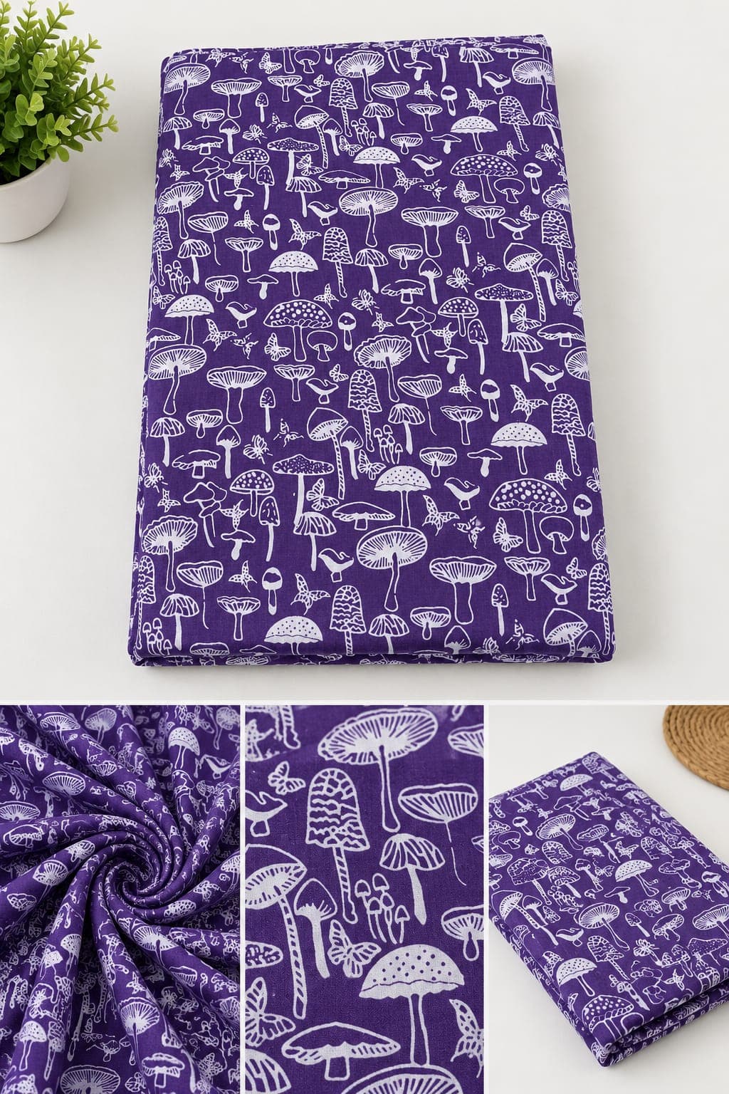 Mushroom Garden Cotton — Purple